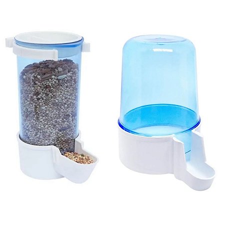 Kit Comedouro automático de sementes 220ml + Bebedouro 300ml Para Aves e Calopsitas