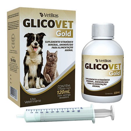 Glicovet Gold Suplemento Vitamínico Para Cães Gatos Aves 120ml