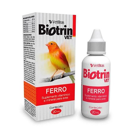 Suplemento Vitamínico Para Aves Biotrin Vet Ferro 20ml