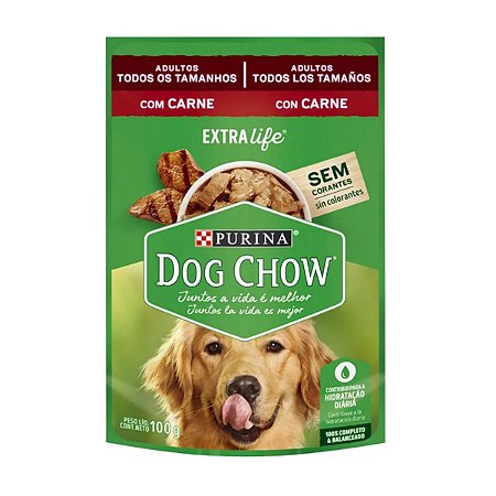Ração Úmida Dog Chow Cães Adultos Carne 100g