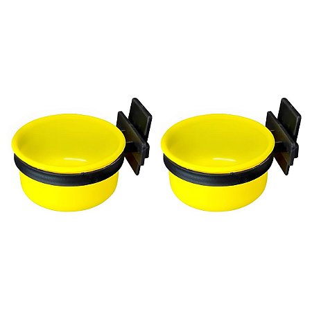 2 Comedouros de Plástico Com Suporte Para Aves e Calopsitas