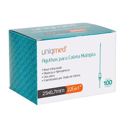 AGULHA PARA COLETA MULTIPLA 25X0,7 UNIQMED