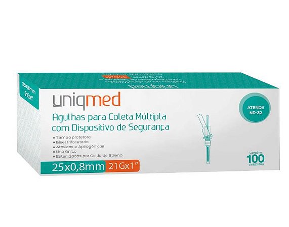 AGULHA PARA COLETA MULTIPLA 25X0,8 UNIQMED