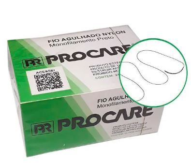 FIO AGULHADO NYLON 2/0 30MM PROCARE