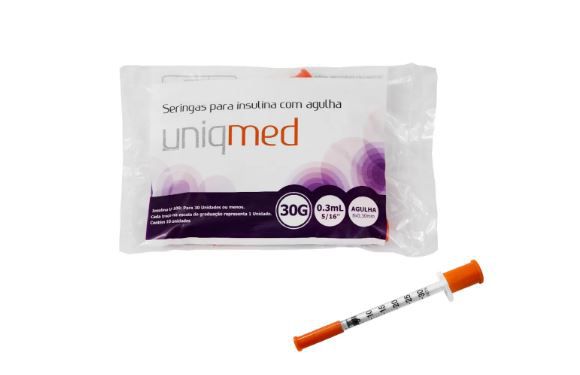 SERINGA P/INSULINA 0,5ML (5x0,23MM) 32G UNIQMED