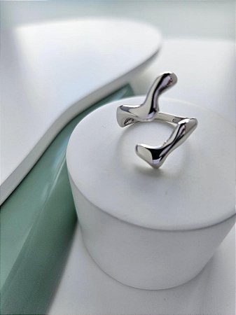 ANEL RÓDIO BRANCO CURVAS ORGÂNICAS AJUSTÁVEL