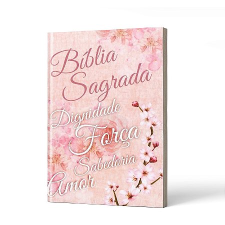 BÍBLIA COM HARPA LETRA  GIGANTE  FLORAL ROSA -