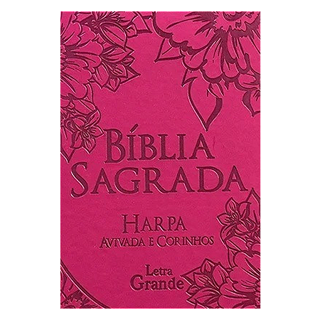 BIBLIA LETRA GRANDE ARC CAPA PU ZIPER COM HARPA FLORES PINK