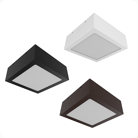 Plafon Sobrepor 15 cm Quadrado em Aço ou Alumínio com Vidro para 1 lâmpada E27 - 3102/15