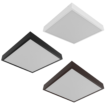 Plafon Sobrepor 40 cm Quadrado em Aço ou Alumínio com Vidro para 4 lâmpadas E27 - 3102/40