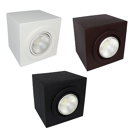 Plafon Box PAR 20 Sobrepor de Teto Direcionável Quadrado Soquete E27