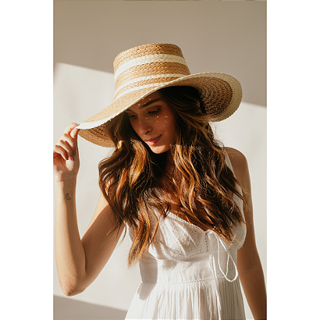 Chapéu Fedora Abas Maleáveis Caramelo e Off White