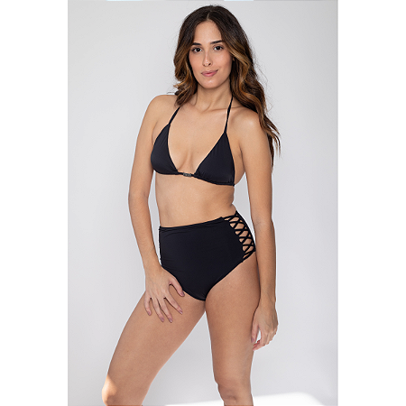 Hot Pant (Tanga) Solid-Color Black de Tiras "X"  na Lateral UVTRIBE