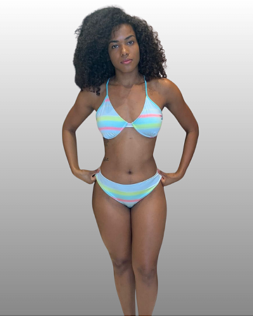 Top com Aro Estampa Candy Color Cruzado nas Costas UVTRIBE