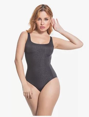 Maiô/Body Básico PRETO Animal Print Decote Quadrado UVTRIBE