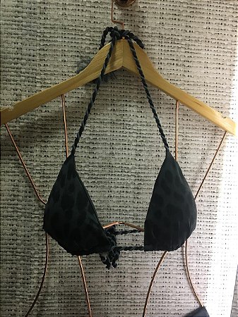 Top Cortininha Green Animal Print com Bojo Removível e Cordinhas Entrelaçadas UVTRIBE