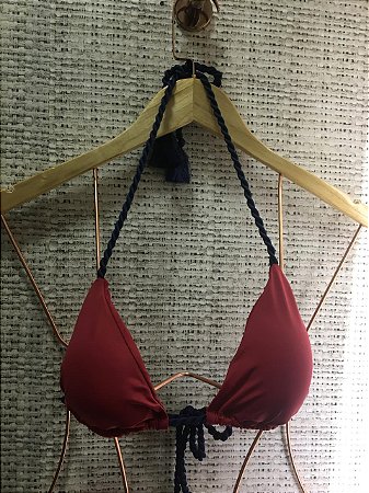 Top Cortininha Vermelho com Bojo Removível e Cordinhas Entrelaçadas UVTRIBE