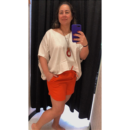 Shorts de Linho com Bolso Interno e Cintura com Elástico Laranja