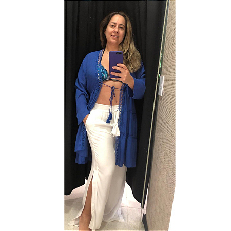 Calça em Viscose Branca com Elástico na Cintura