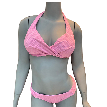 Top Estruturado de Alça no Pescoço e Bojo Fixo de TEXTURA ROSA UVTRIBE