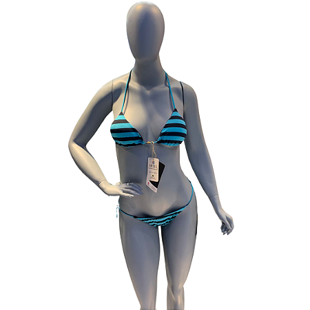 TANGA Cortininha de Amarrar Ripple com Listras TIFFANY & PRETO UVTRIBE