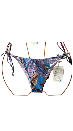 TANGA Biquini Estampa Folhas Tons Lilas UVTRIBE cortininha de Amarrar