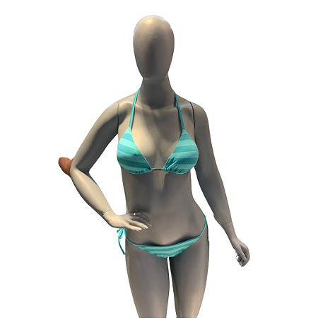 TANGA Cortininha de Amarrar Ripple com Listras AZUL E VERDE CLARO UVTRIBE