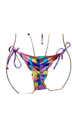 TANGA cortininha com fru fru colorido quadriculado