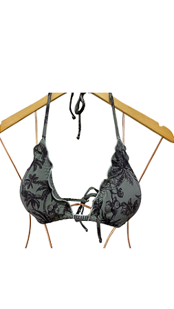 Top Cortininha com fru fru coqueiro verde UVTRIBE