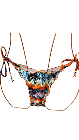 TANGA cortininha com fru fru estampa geometrica abstrata UVTRIBE