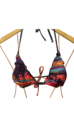 Top Cortininha com fru fru estampa sunset UVTRIBE