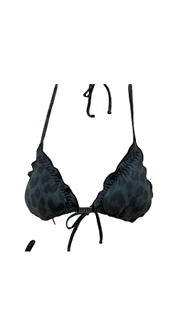 Top Cortininha com fru fru verde animal print UVTRIBE