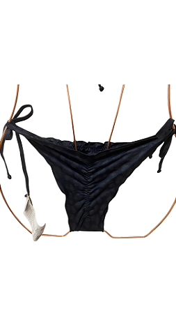 TANGA cortininha com fru fru preto animal print UVTRIBE