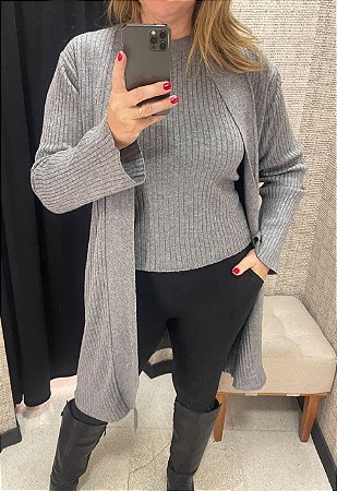 Conjunto cinza canelado - TAM M