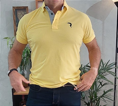 Polo classica masculina manga curta amarela Yellow Brasil