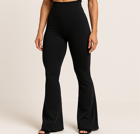 Calça Legging Flare Cintura Modeladora Preta