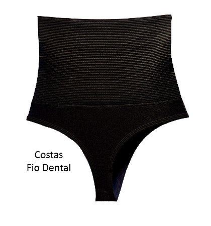 Calcinha Cinta Fio Dental Cinta Modeladora cor Preta