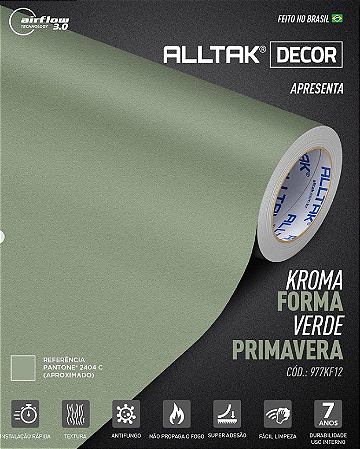 Vinil Kromar Verde Primavera 1,22 de largura - Alltak Decor