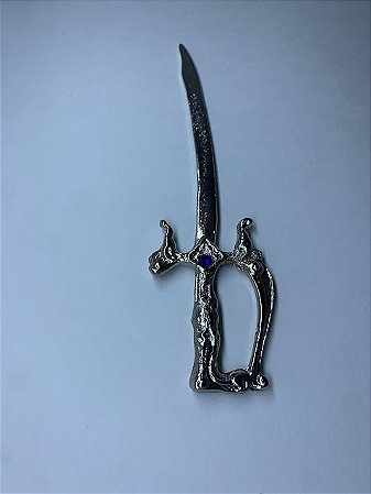 Adaga Esoterica Ouro Ou Prata Pedra Vm/Az 12Cm