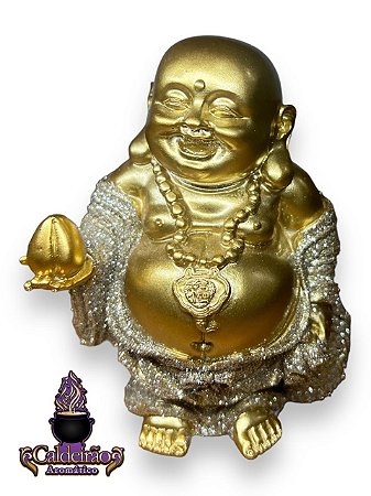 Buda Sorridente Oferecendo Ouro Shine 10Cm