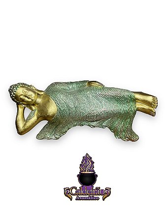 Buda Tibet Deitado Shine Em Resina 37X17Cm