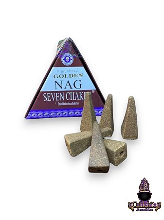 Incenso Cone Cascata Golden Nag Vijayshree Seven Chakra