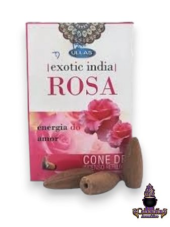 Incenso Cone Refluxo Exotic India Rosa Com 10 Cones Back Flow