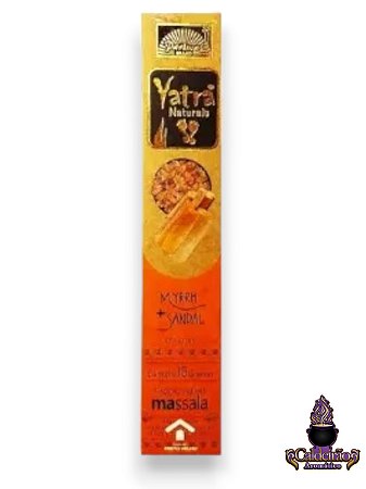 Incenso Massala Yatra Naturals Myrrh E Sandal Com 12 Vcaretas