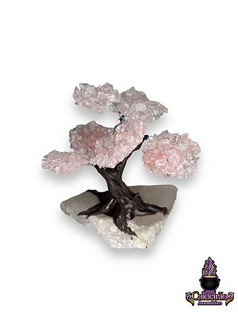 Arvore Bonsai Cristais 15Cm Quartzo Rosa