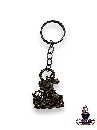 Chaveiro Em Metal Ouro Velho Sao Jorge