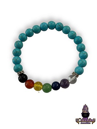 Pulseira 7 Chakras Howlita Azul