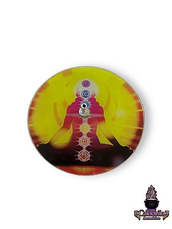 Incensario Desenho Orixas Redondo de Vidro com Foto Chakras