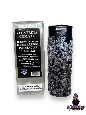 Vela 7 Dias 230g - Preta com Sal Grosso