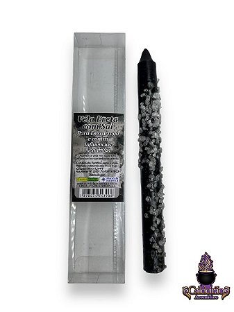 Vela Com Ervas 45g - Preta com Sal Grosso
